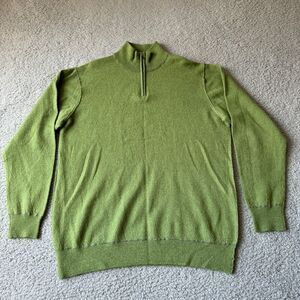 NEW Martin Gordon Sweater Mens‎ Large Green Wool 1/4 Zip Pullover Preppy Outdoor